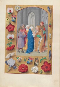 Horas da rainha Isabel, a católica, rainha da Espanha: Fol. 141v, Apresentação no templo, c1500. de Master of the First Prayerbook of Maximillian