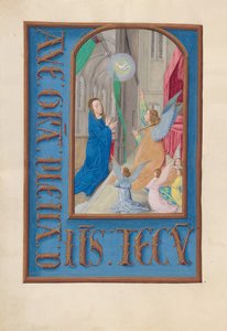 Horas da rainha Isabel, a católica, rainha da Espanha: Fol. 97v, Anunciação, c. 1500. de Master of the First Prayerbook of Maximillian