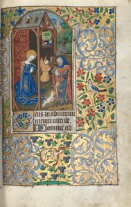 Livro de Horas (Uso de Rouen): fol. 56r, Adoração com pastores/Natividade de Master of the Geneva Latini