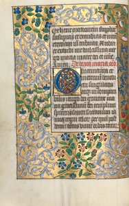 Livro de Horas de Uso de Rouen: fol. 22v, O inicial grande com borda elaborada, c. 1470