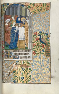 Livro de Horas de Uso de Rouen: fol. 67r, Apresentação do Menino Jesus no Templo, c. 1470 de Master of the Geneva Latini