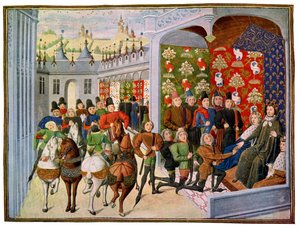 O rei Henrique VI da França recebe os enviados ingleses, século XV.