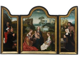 Virgem e Criança com Santa Catarina e Santa Bárbara, c.1520-25 (óleo sobre painel)