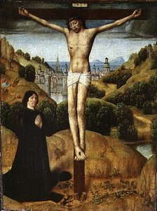 Cristo na Cruz com um Doador, final da década de 1480 (óleo sobre painel)
