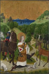 A conversão de Saint Hubert. Obturador do retábulo de Werden, ca 1485 de Master of the Life of the Virgin