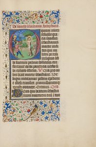 Inicial O: O martírio de São Sebastião de Master of the Llangattock Hours