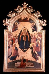 Madonna em um Mandorla com a música fazendo anjos de Master of the Osservanza
