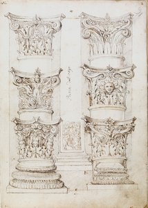 Seis capitais, uma lesena e duas bases de coluna, c1512-1517 de Master of the Oxford Album