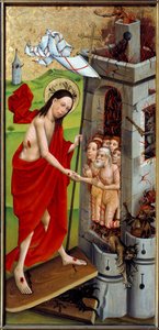Cristo com pintura de limbo sobre madeira pelo Mestre do Alto Reno (século XV) 1460 Lyon, Musee des Beaux Arts de Master of the Rhine