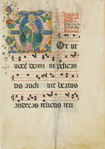 Folha de Manuscrito com a Festa de Santo André numa Primeira M ..., segunda metade do século XV.