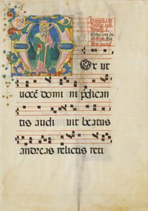 Folha de Manuscrito com a Festa de Santo André numa Primeira M..., segunda metade do século XV.