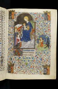MS 62 aC, Santa Catarina apresenta Isabel da Bretanha à Virgem e o Menino, de uma Horae francesa escrita por Isabel Stuart, esposa a Francisco I, Duque da Bretanha, c.1445-50
