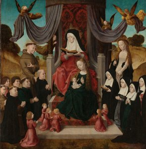Virgem e Menino com Santa Ana e Santos Francisco e Lidwina, com Doadores (Anna Selbdritt) de Master of the Saint John Panels