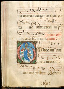 Assunção da Virgem, f.72v de um gradual, final do século XV (tinta, tempera e folha de ouro sobre pergaminho) de Master of the Saluces Hours (attr. to)