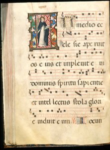Fólio de um final do século XV gradual (tinta, têmpera e folha de ouro em pergaminho) de Master of the Saluces Hours (attr. to)