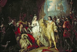 Thomas Howard, conde de Surrey, defendendo sua lealdade a Ricardo III antes de Henrique VII após a Batalha de Bosworth, em 1797