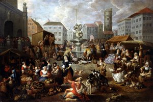 Cena da caminhada - Pintura do século XVIII, Musee de Tessee (Le Mans) de Matheus van Helmont