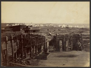[Fortificações, Manassas, ocupadas pela 13ª Mass.] de Mathew B. Brady