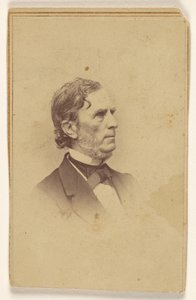 Homem não identificado com barba grisalha, sem bigode, de perfil, impresso em estilo de vinheta de Mathew B. Brady