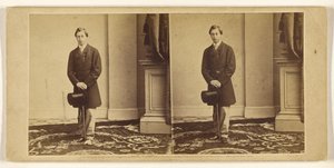 [Jovem não identificado, de pé, segurando uma cartola e uma bengala] de Mathew B. Brady