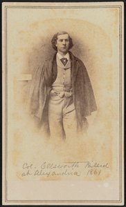 Carte-de-visite retrato do Cel. Elmer Ephraim Ellsworth, 1861. de Mathew Brady