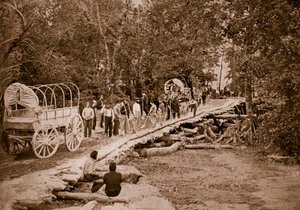 Ponte da videira construída por engenheiros dos EUA, 1861-65 de Mathew B. Brady