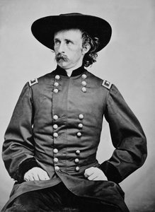 Retrato do General A. Custer (1839-1876) (foto a p/b) de Mathew Brady