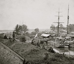 Casa Branca pousando no Pamunkey, 1862 de Mathew B. Brady