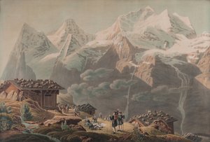 O Jungfrau, o Münch, o Eiger de Wengernalp 1822 (Aguarela)