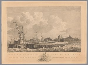 Porto de Harlingen
Porto de Harlingen visto do Zuiderzee / Port de Harlingue, pris de coté du Zuiderzee (título sobre o objecto) de Mathias de Sallieth