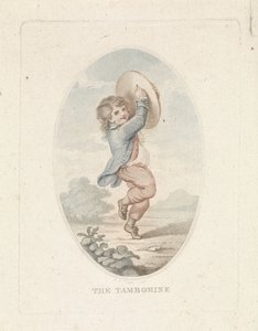 menino com pandeiro O Tamborine (título no objeto) de Mathias de Sallieth