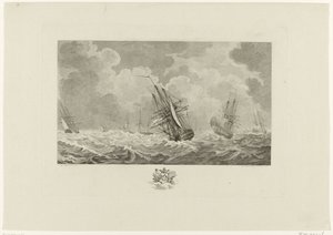 Frota holandesa na tempestade, 1784 de Mathias de Sallieth