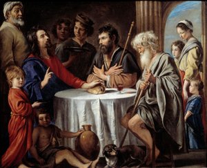 Emmaus pelerins. Pintura de Mathieu Le Nain (Lenain) (1607-1677)