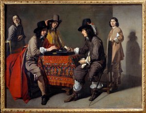 Os jogadores de tric trac (Trictrac ou Trictrac: ancestral do backgammon). Óleo sobre tela. Pintura de Mathieu Le Dwarf (Lenain) (1607-1677)