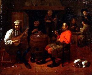Uma Taberna Interior com Mandolin Player de Mathijs Wulfraet