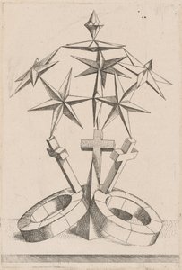 Uma perspectiva de sete estrelas equilibradas em três cruzes de Mathis Zündt, after Hans Lencker
