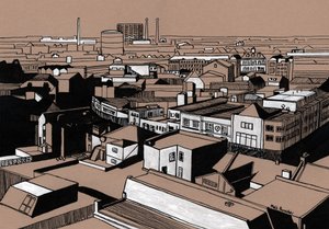 Croydon View, 2016 (tinta acrílica sobre cartão)