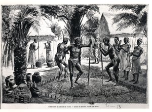 Ovelha, homens, fazer, óleo palma, tarde, 19o século, (bw, photo) de Matteo Brondy