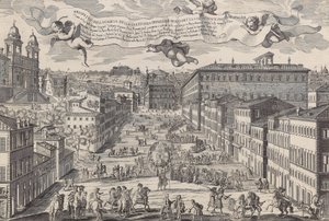 Prospecto da igreja da Santíssima Trindade de Monti comumente conhecida como Piazza di Spagnia, 1696. de Matteo Gregorio de Rossi