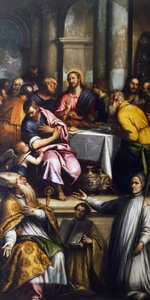 A Última Ceia com São Apolinário e Santo Lorenzo Giustiniani, finais do século XVI (óleo sobre tela) de Matteo Ingoli