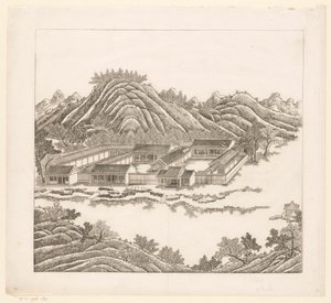 Vista de parte do Palácio Imperial de Verão em Chengde (Jehol) na China