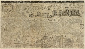 Mapa de Itália de 1630 de Matthaeus Greuter, publicado em 1657 por Stefano Scolari de Matthaus Greuter