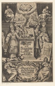 Sacrifício de um cordeiro por quatro homens
Página de título para: Martin Luther. Biblia das ist Die gantze Heilige Schrift Durch D. Martin Luther verteutscht, s.a. de Matthäus Merian (I)