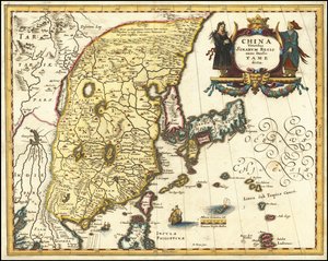 Mapa de 1636 da China, Japão e Coreia de Matthäus Merian de Matthaus Merian