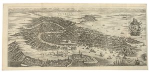 Panorama dobrável de Veneza, 1688, impresso em c.1700