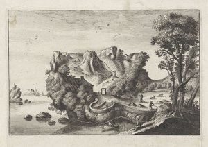 Paisagem antropomórfica em forma de cabeça de homem de Matthaus the Elder (after) Merian