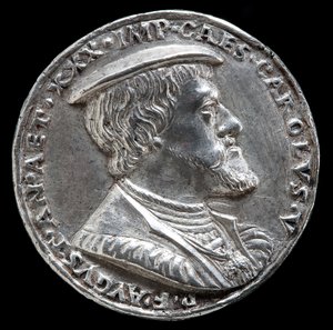 Carlos V, 1500-1558, Rei de Espanha 1516-1556, Santo Imperador Romano 1519 [obverso], 1530.