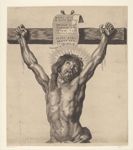 Cristo na cruz Série de Ecce Homo, Cristo Crucificado, Virgem Maria e João Evangelista (título da série) de Mattheus Borrekens