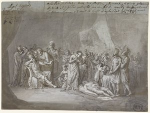 O cadáver de Pátroclo na tenda de Aquiles lamentou