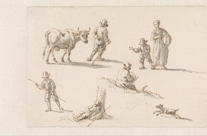 Enéas e Dido refugiam-se numa caverna
Desenhos para pinturas com episódios de The Aeneas (título da série) de Mattheus Terwesten
